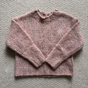 Mohair and alpaca chunky knit pink sweater